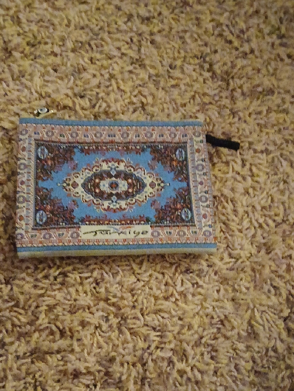 Blue Patterned Zip Pouch Wallet - Women Bags